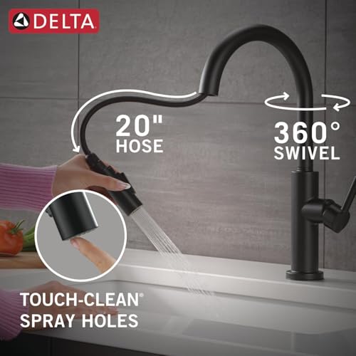 Delta 19867LF-BL Nicoli Single Handle J Spout Kitchen Faucet in Matte Black