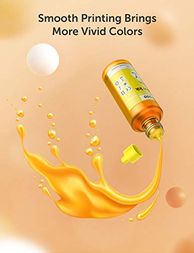Hiipoo Sublimation Ink Refilled Bottles Work with WF7710 ET2760 ET2720 ET2803 ET2800 C88+ XP-4105 Inkjet Printer Heat Press Transfer on Mugs Plates T-Shirts Pillows Phone Case（B/C/M/Y）…