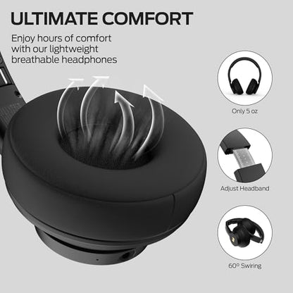 Monster Mission 100 Bluetooth Headphones, On Ear Headphones with 40H Playtime, Bluetooth 5.4,Immersive Bass,Crystal Clear Call, Comfortable Fit Wireless Headset for Travel Work Home(Black)
