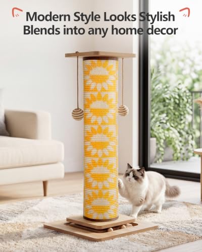 Odoland 31" Tall Cat Scratching Post, Cat Scratcher with Replaceable Pad