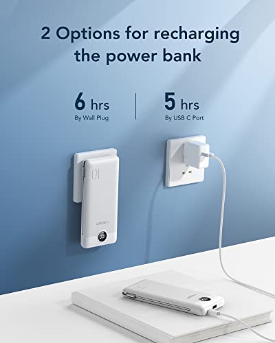 VEGER Portable Charger with Built-in Cables & AC Plug, 10000mAh Power Bank