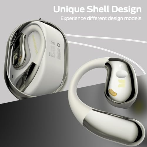 Monster Open Ear AC360, Wireless Bluetooth Rotary Earphone, with Lanyard, Upgraded Bluetooth 5.4, Touch Control, 24h Long Battery Life, IPX5 Waterproof,Long-Lasting Wear Without Fatigue, White