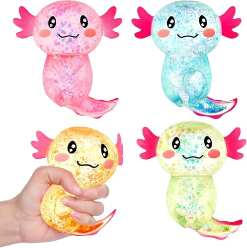4Pcs Axolotl Squishy Design Squeeze Stress Ball, Axolotls Balls Sensory Stress