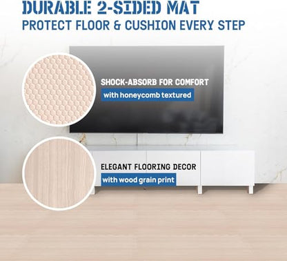 Yes4All EVA Interlocking Foam Floor Tiles, 1.02 m², Light Walnut Wood