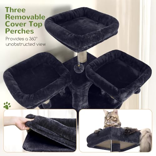 Globlazer Cat Trees and Towers for Multiple Adult Cats, 82-inch XXL Tall Cat Tree Tower for Indoor Cats with Scratching Post, 3 Perches, 2 Hanging Baskets, 2 Condos, Dark Grey, F82