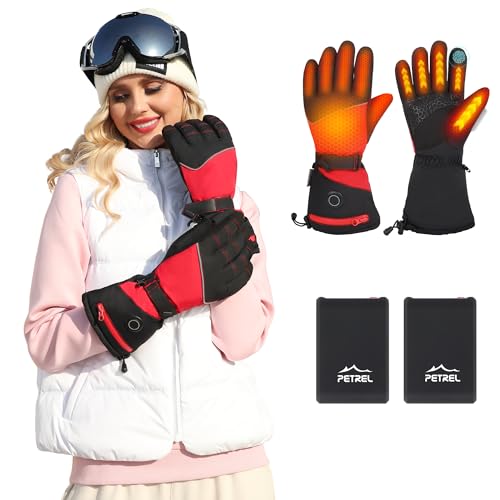 Heated Gloves for Men Women with Rechargeable Battery, Electric Heated Gloves with Reflective Stripe,Hand Warm Gloves Winter for Outdoor Fishing Work Camping Snowboarding