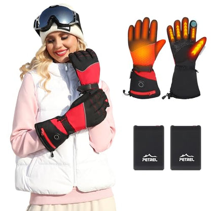 Heated Gloves for Men Women with Rechargeable Battery, Electric Heated Gloves with Reflective Stripe,Hand Warm Gloves Winter for Outdoor Fishing Work Camping Snowboarding