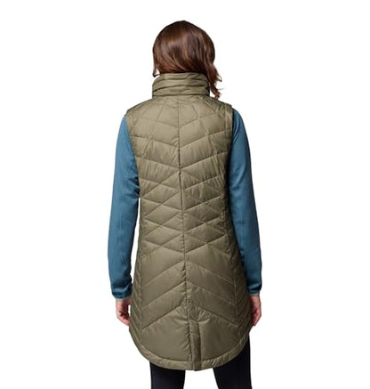 Columbia Womens Heavenly II Long Vest, Stone Green, Medium