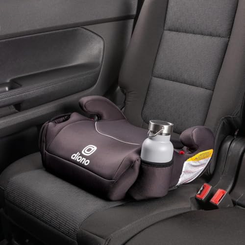 Diono Solana 2022, No Latch, Pack of 2 Backless Booster Car Seats, Lightweight, Machine Washable Covers, Cup Holders, Black Charcoal