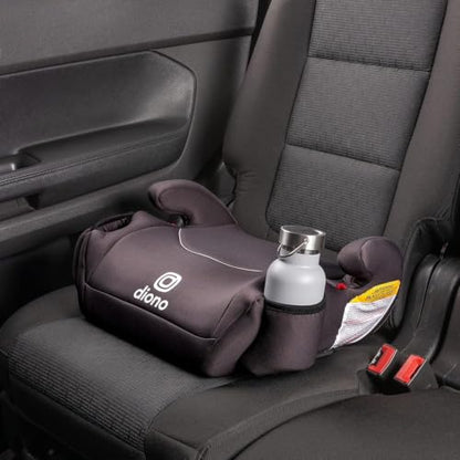 Diono Solana 2022, No Latch, Pack of 2 Backless Booster Car Seats, Lightweight, Machine Washable Covers, Cup Holders, Black Charcoal