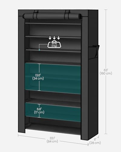 SONGMICS 10-Tier Shoe Rack, Shoe Storage Organizer Cabinet, Black URXJ36H