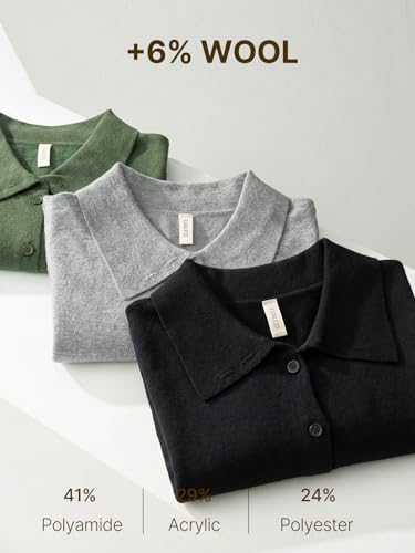 EVALESS Long Sleeve Cardigan Sweaters for Women Button Knit Tops Black M