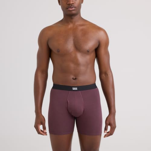 SAXX Underwear Co. Men's Core Cotton Boxer Brief Fly 5-Pack, Black/Dark Denim/Huckleberry/Spruce/Sea Foam, X-Large
