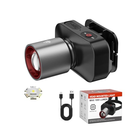 1000 Lumens Rechargeable LED Headlamp for Camping & Outdoor - Waterproof Adjustable Head Light with 10H Runtime, Ideal for Desert Hiking, Night Work