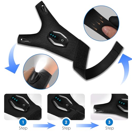 KEZKALS Stocking Stuffers for Adults Men Rechargeable Flashlight Gloves