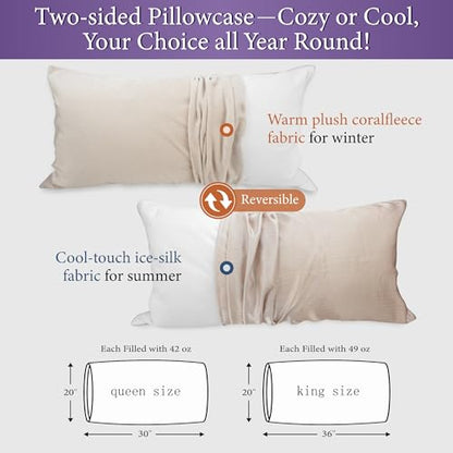 SANSWAN King Size Goose Feathers Down Pillows 2 Pack, Medium Firm Pillow