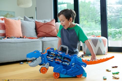 Hot Wheels City Ultimate T-Rex Transporter & 2 Die-Cast Toy Cars