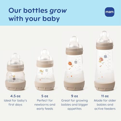 MAM 5oz Easy Start Anti-Colic+ Vented Baby Bottle, 0+ Months, 4 Pack, Boy