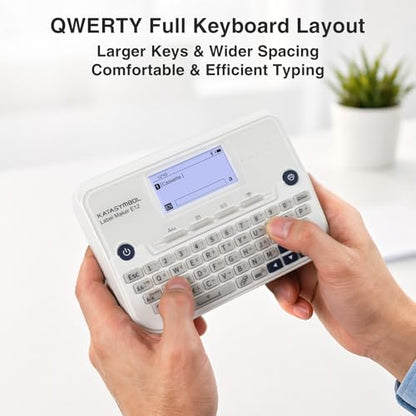 SUPVAN E12 Keyboard & Bluetooth Label Maker Machine with 4 Tapes, White