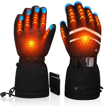Heated Gloves for Men Women:7.4V-6000mAh Rechargeable Battery Gloves | Rechargeable heated gloves with triple waterproof protection, intelligent heat lock, and internal heat circulation