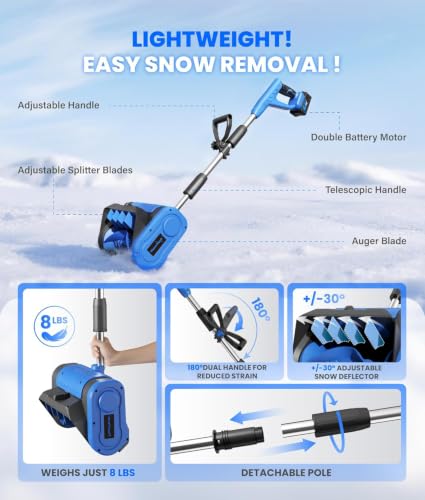 ThawTech Cordless Electric Snow Shovel with Adjustable Directional Plate