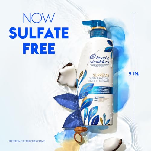 Head & Shoulders Clarifying Shampoo for buildup, Supreme Anti Dandruff, Scalp Detox, Hydrates, Deep Moisturization, Sulfate Free, with Argan Oil and Coconut Extract, 350 mL