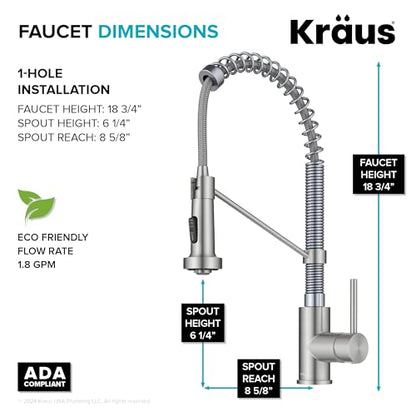 Kraus KPF-1610SSCH Bolden Single Handle 18" Commercial Kitchen Faucet, Stainless Steel/Chrome