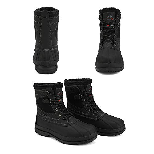 NORTIV 8 Men's Waterproof Warm Winter Snow Boots,Black,9