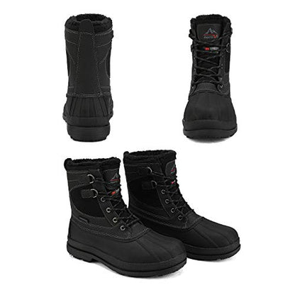NORTIV 8 Men's Waterproof Warm Winter Snow Boots,Black,9