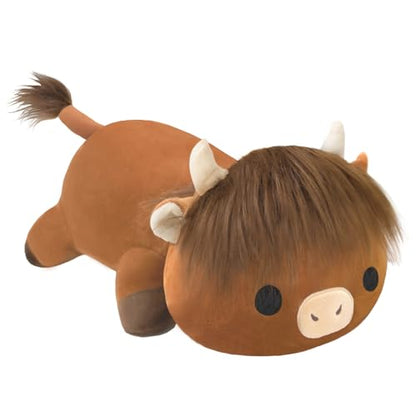 SQEQE Weighted Highland Cow Stuffed Animals, Weighted Highland Cow Plush, Cute Plushies Toy Gift for Kids Adults (9.8 Inch, 0.8 Lbs)