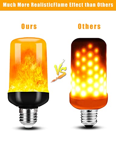 【Upgraded】 Hompavo LED Flame Light Bulb, 4 Modes Flickering Light Bulbs with Upside Down Effect, E26/E27 Base Flame Bulb for Halloween, Christmas, Party, Indoor and Outdoor Home Decoration (2 Pack)