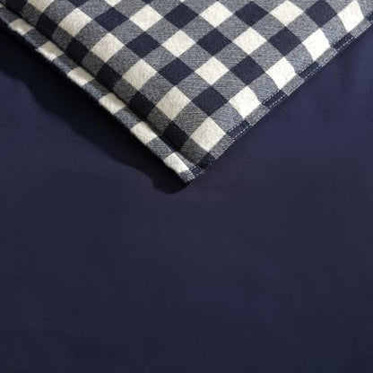 Eddie Bauer - Twin Comforter Set, Reversible Cotton Bedding with Matching Sham, Pre-Washed for Added Softness (Kingston Navy, Twin)
