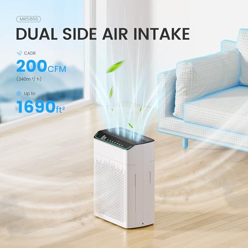 MERONTE Air Purifiers for Home Up to 1690Ft² Smoke Removal Odors, lvory