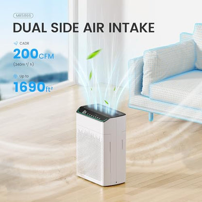 MERONTE Air Purifiers for Home Up to 1690Ft² Smoke Removal Odors, lvory