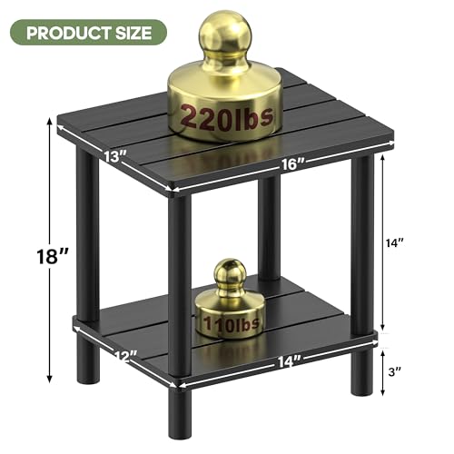 Outdoor Side Table with 2-Tier, Bamboo Small Patio Adirondack Tables