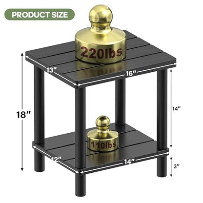 Outdoor Side Table with 2-Tier, Bamboo Small Patio Adirondack Tables