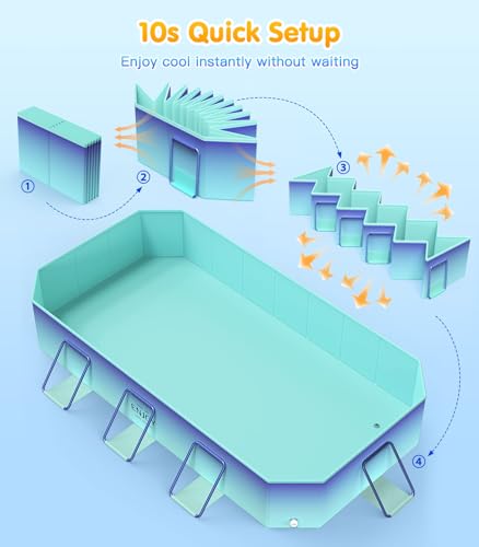 MoKo Foldable Pool for Adults & Kids, Large Non-Inflatable Swimmimg Pools