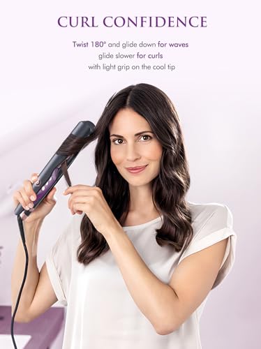 LANDOT Hair Straightener and Curler 2 in 1, Twist Flat Iron 1" Dual Voltage