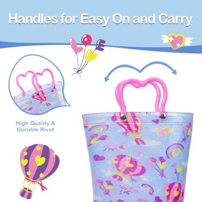 Kids Light Up Rain Boots for Girls, Hot Air Balloon, Big Kid Size 1