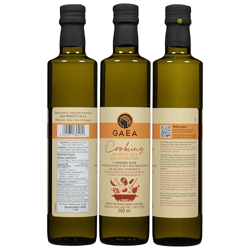 GAEA Cooking Blend Oil, Virgin Olive Oil & High-Oleic Sunflower Oil Blend (10%/90%), High Smoke Point, Light Taste, Ideal for Frying, Baking & Roasting, 500mL, Made in Greece