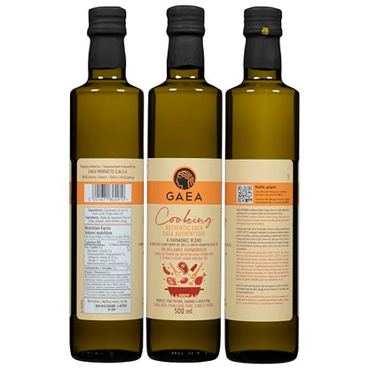GAEA Cooking Blend Oil, Virgin Olive Oil & High-Oleic Sunflower Oil Blend (10%/90%), High Smoke Point, Light Taste, Ideal for Frying, Baking & Roasting, 500mL, Made in Greece