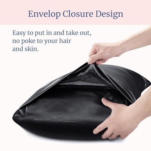 BEDELITE Satin Pillowcases, Small King 20x36 Inch, Black, Set of 2