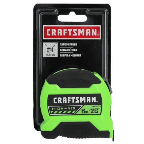 CRAFTSMAN Hi-Vis Tape Measure High-Visibility 8M/26-Ft Black and Green (CMHT38226S)