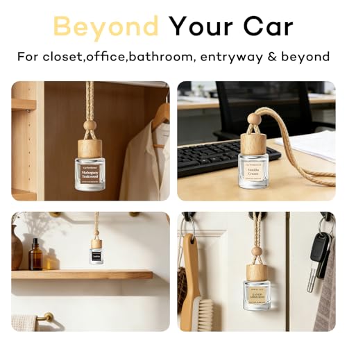 C Classy Car Air Freshener Hanging 2 Pack, Mahogany Teakwood Essential Oil Diffuser for Car, Car Air Freshener Cute, Long Lasting Fragrance, Car Air Fresheners for Women & Men Gift, Made in USA