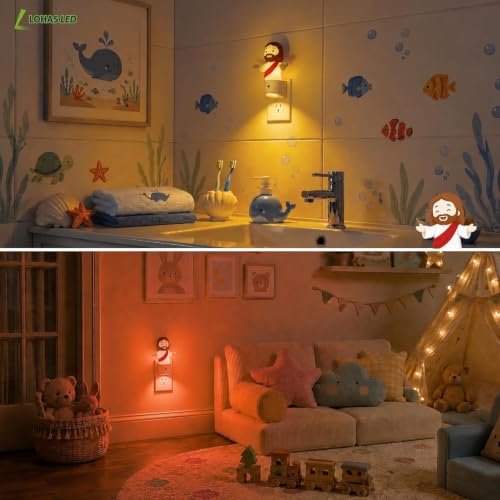 L LOHAS LED Plug in Night Light for Kids, Jesus Color Changing