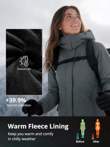 CAMELSPORTS Women's Waterproof Snow Ski Jakcet Fleece Warm Winter Coat Hooded Windproof Insulated Snowboarding Jacket