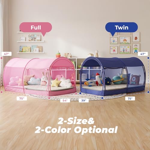 LEEDOR Mosquito Net Bed Tent Canopy Indoor Tent Privacy Bed Fort Dream Tent for Kids or Adult Navy Twin 75 X 39 X 47H'' (Mattress Not Included)