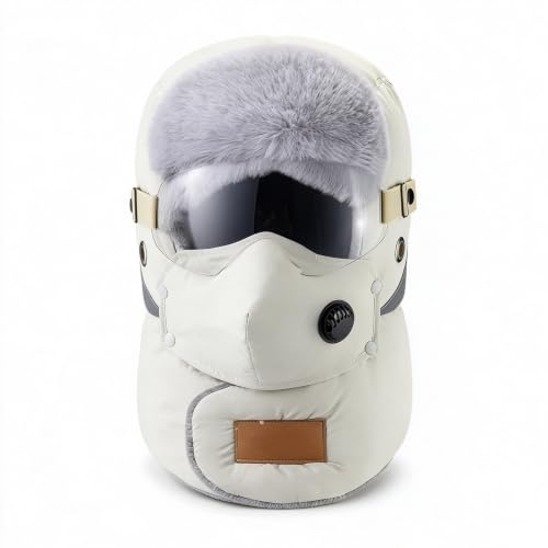 Balaclava Mask Unisex 5-in-1 Fleece Trapper Hat Earmuff with Goggle | Neck Warmer,Adjustable Fit,Detachable Winter Ski Mask&Breathable Vent,Windproof Warm Balaclava ,Biking Hat Full Face Cover