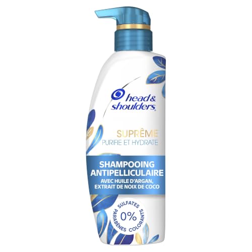 Head & Shoulders Clarifying Shampoo for buildup, Supreme Anti Dandruff, Scalp Detox, Hydrates, Deep Moisturization, Sulfate Free, with Argan Oil and Coconut Extract, 350 mL