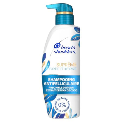 Head & Shoulders Clarifying Shampoo for buildup, Supreme Anti Dandruff, Scalp Detox, Hydrates, Deep Moisturization, Sulfate Free, with Argan Oil and Coconut Extract, 350 mL
